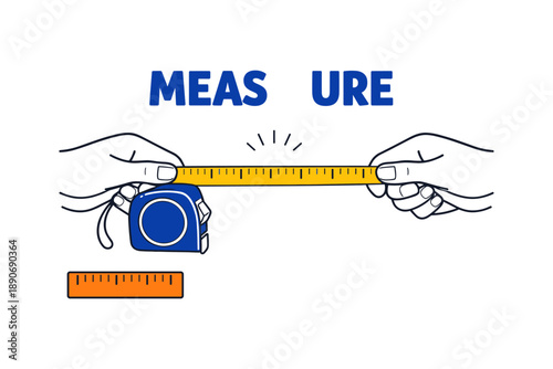 Hands measuring with tape and ruler illustration