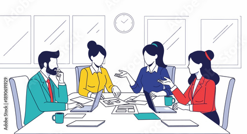 Group of Business Professionals in Meeting.