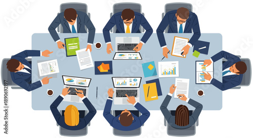 Business Professionals Collaborating Around Conference Table.