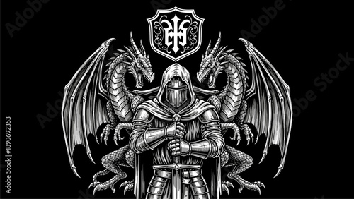 Knight and Dragons Illustration: Medieval Fantasy Art