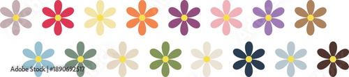 Floral icons set in trendy colors for fashion and nature design