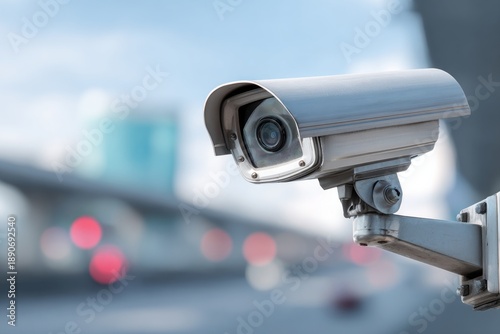 High-Quality CCTV Camera Observing Empty Urban Space for Security Monitoring