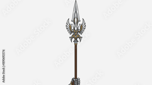 Ornate Spear with Eagle Design: Weaponry, Fantasy, and Historical Artifact