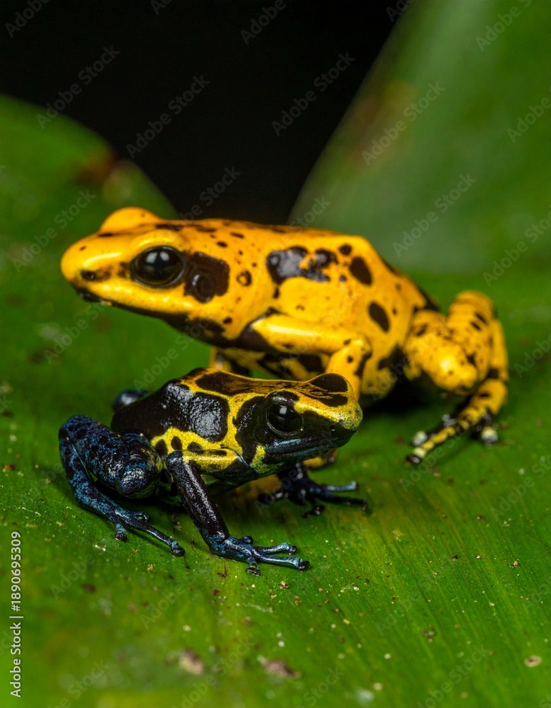 Fototapeta premium Vibrant Poison Dart Frogs - A Stunning Display of Colors and Patterns in Nature.