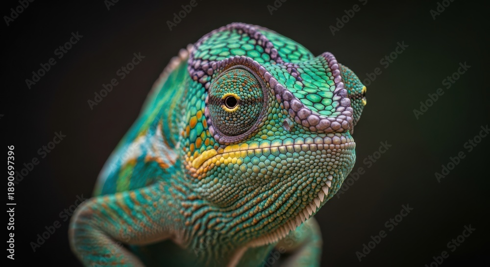 Obraz premium Close Up Chameleon Head Texture