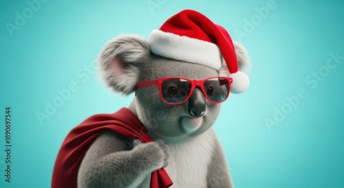 Cute Koala Santa with Gift Bag