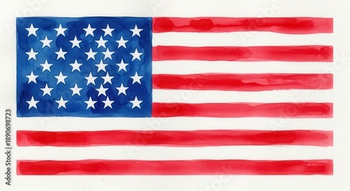 American Flag Watercolor Hand Painted