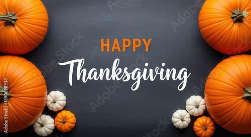 Happy Thanksgiving Pumpkins Dark Background