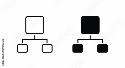 Flat design of two black and white flowcharts on a plain white background.