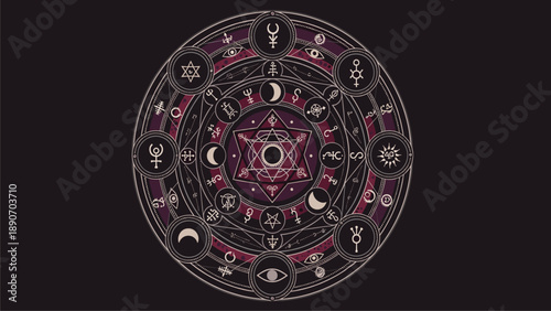 Occult Sigil Circle: Esoteric Symbolism and Mystical Design