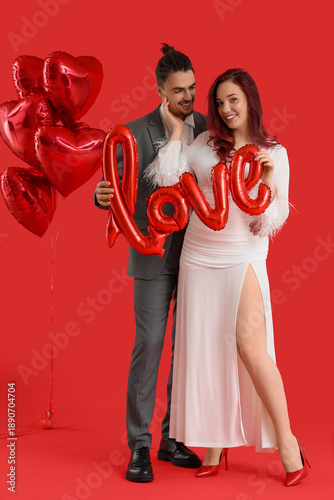 Young wedding couple with b...
