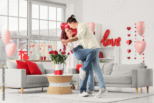Young lovely couple dancing...