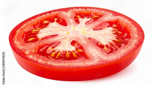 Wallpaper Mural Vibrant Tomato Slice - A Detailed Close-Up of Fresh, Juicy Produce on White Background. Torontodigital.ca