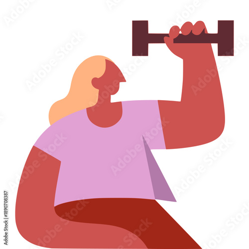 woman doing dumbbell exercise sport healthy flat color vector illustration template design