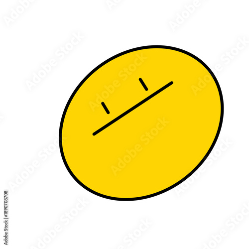 Принти на полотні Cute yellow expressionless face emoji hand drawn dood