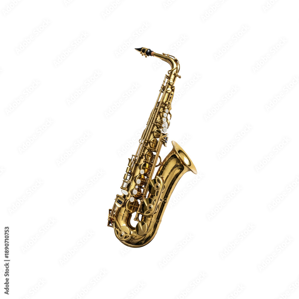 Naklejka premium Golden saxophone on Transparent Background