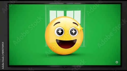 smiley face with green background
