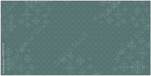 Ethnic scarf pattern with Green background and vintage ornamental floral elements for classic fashion design