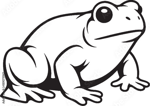 Coastal Spadefoot Toad Black and White Line Art