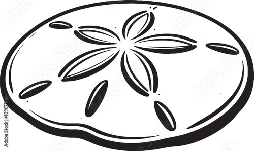 Brittle Star Black and White 3D Line Art Illustration Isolated on White