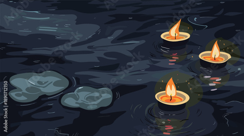 Candles used in the performance of religious Ganga Aarti ceremony in India