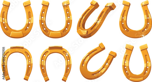 Golden Horseshoes Arranged in Two Rows.