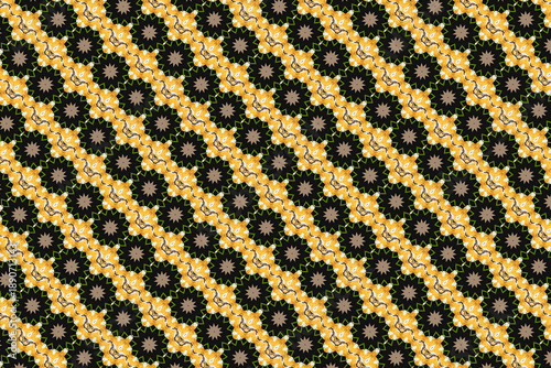 Yellow intricate floral diagonal pattern background