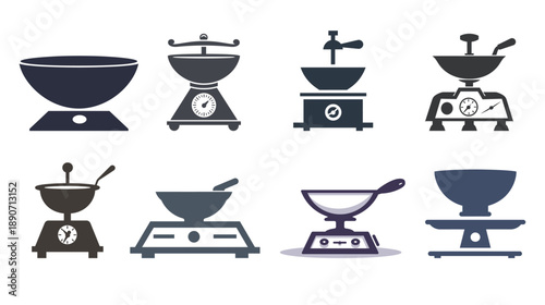Cooking scale stencil icon with bowl in glyph style
