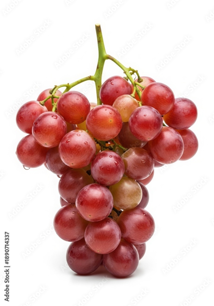 Fototapeta premium Red grapes isolated on a white background. Fruit symbolizing abundance, unity, and togetherness during festive celebrations