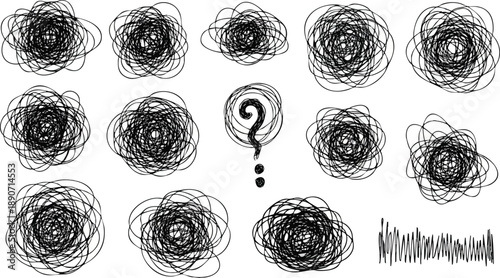 Question Mark Among Scribbled Circles.