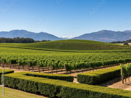 Wallpaper Mural Serene vineyard landscape with rolling hills and mountains Torontodigital.ca