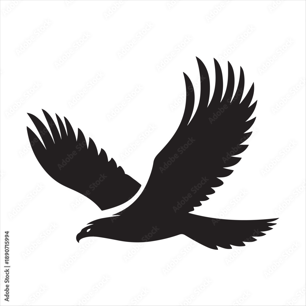 Fototapeta premium Hawk diving vector silhouette line art logo design concept illustration 