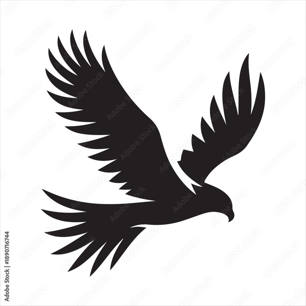 Obraz premium Hawk diving vector silhouette line art logo design concept illustration 