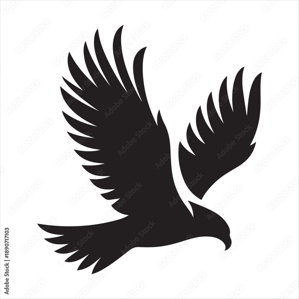Fototapeta premium Hawk diving vector silhouette line art logo design concept illustration