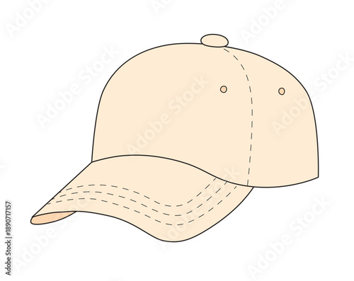 Beige blank baseball cap illustration isolated vector