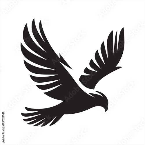 Hawk diving vector silhouette line art logo design concept illustration 