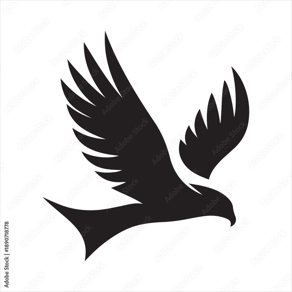 Fototapeta premium Hawk diving vector silhouette line art logo design concept illustration 