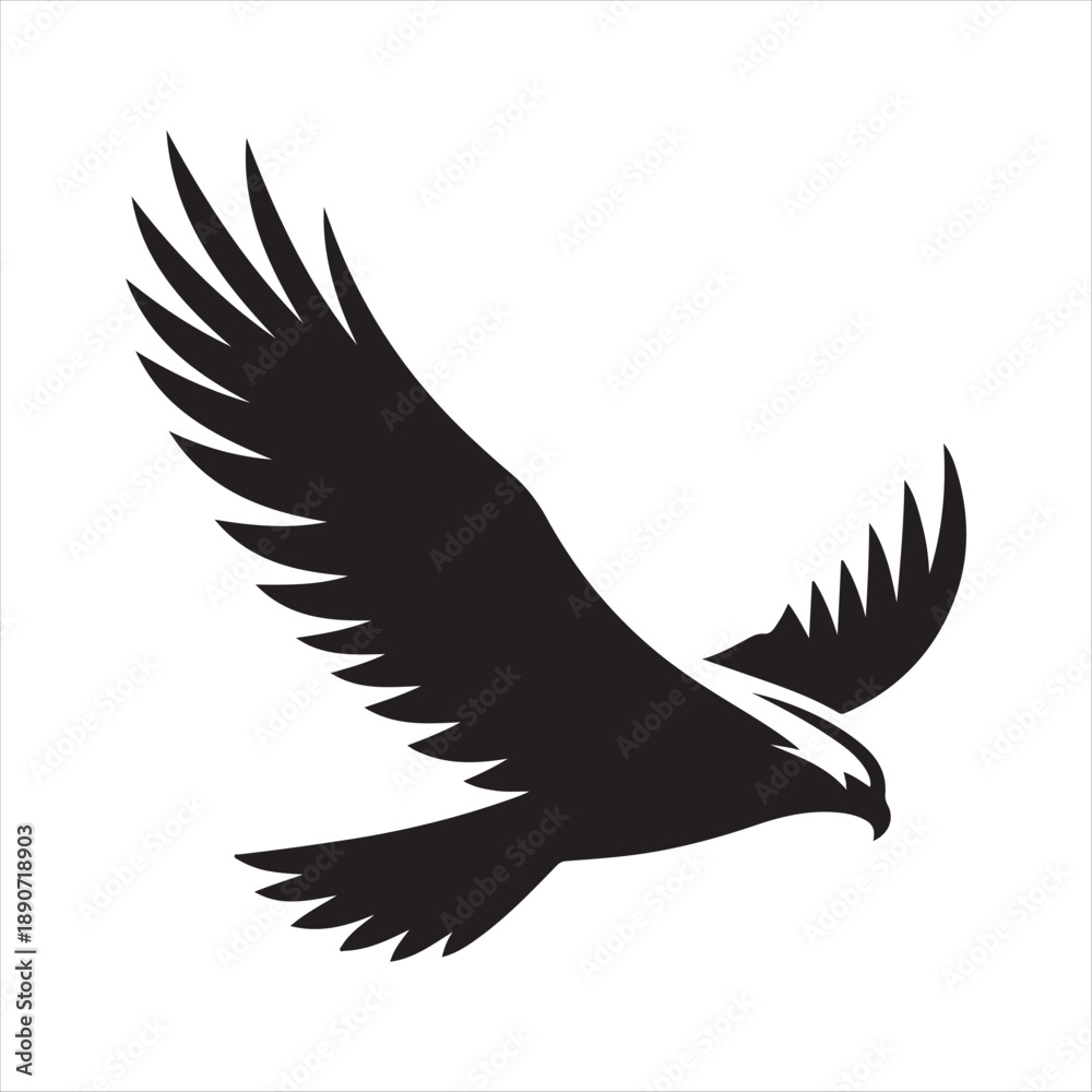 Obraz premium Hawk diving vector silhouette line art logo design concept illustration 