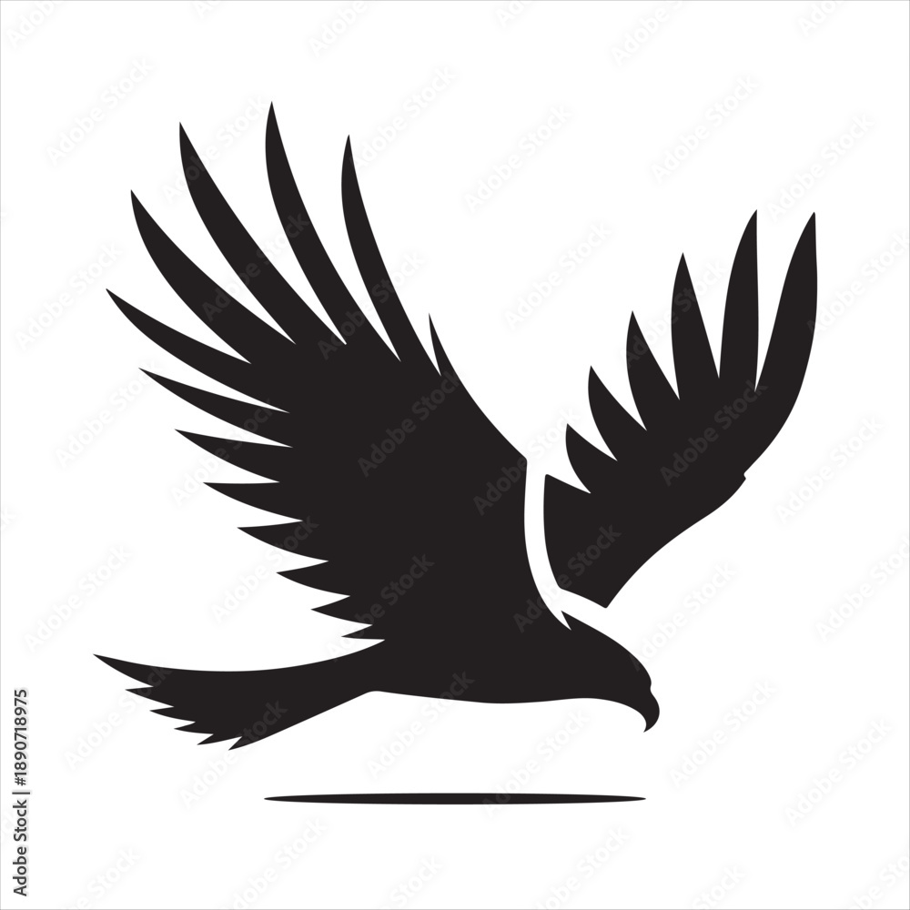 Fototapeta premium Hawk diving vector silhouette line art logo design concept illustration 