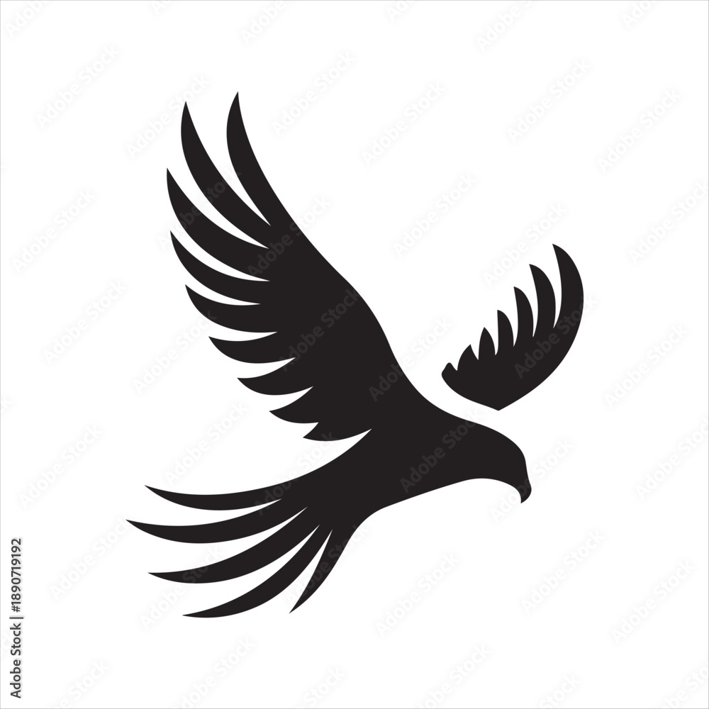 Fototapeta premium Hawk diving vector silhouette line art logo design concept illustration 