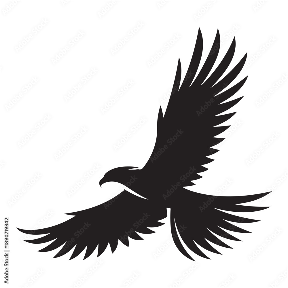 Obraz premium Hawk diving vector silhouette line art logo design concept illustration 