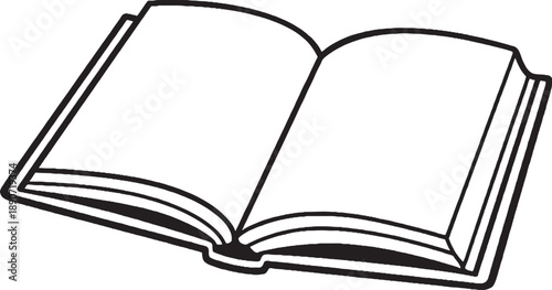 Open Textbook Black White Line Art Illustration