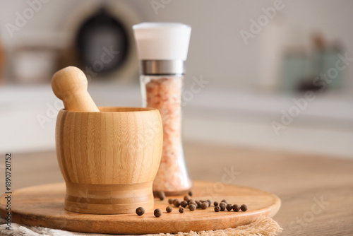 Wooden mortar and pestle wi...