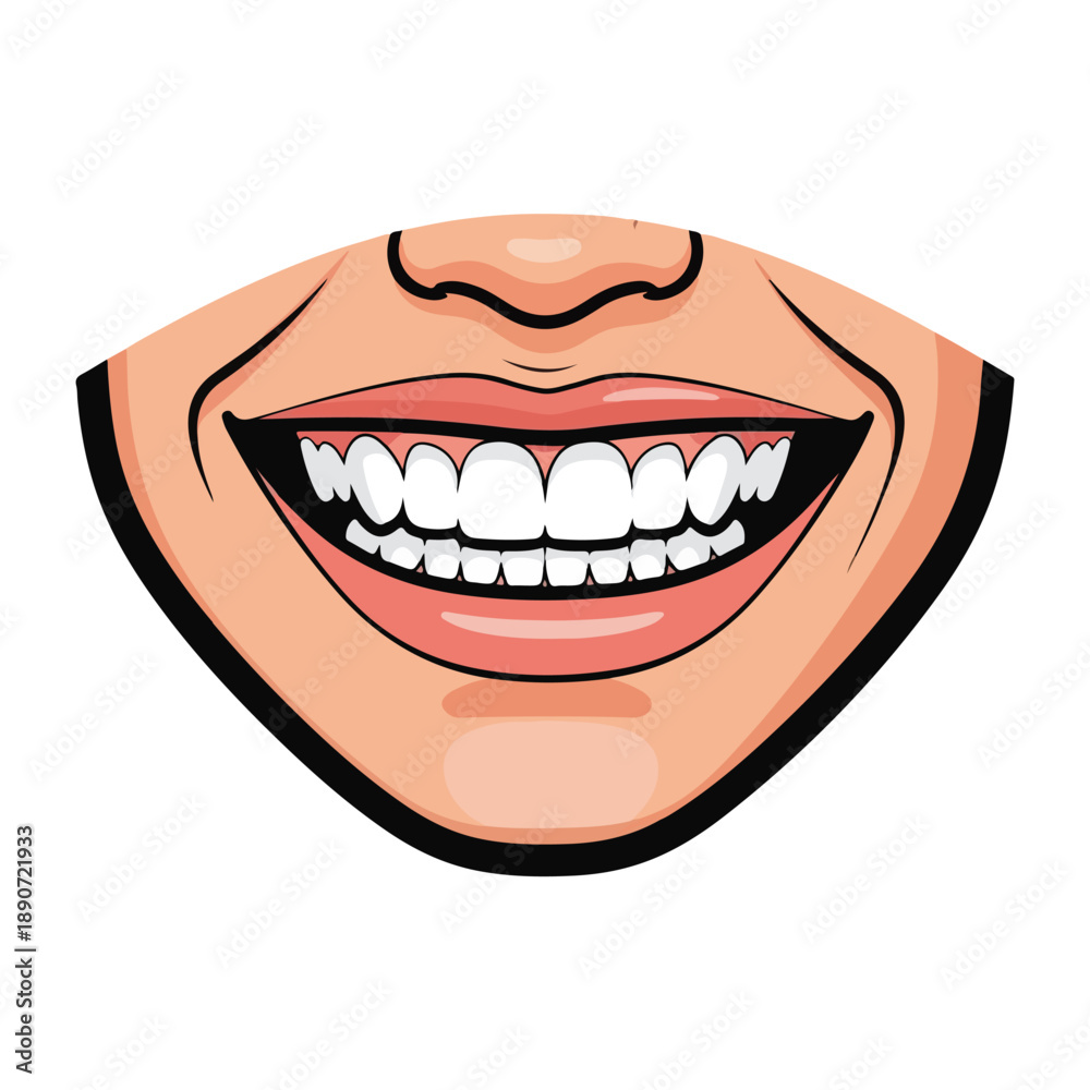 Naklejka premium A cartoon close-up of a smiling mouth