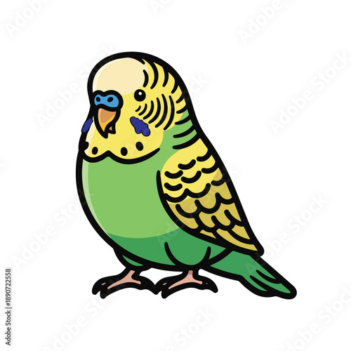 A cartoon drawing of a green and yellow bird