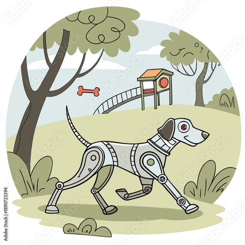 Robotic dog in park