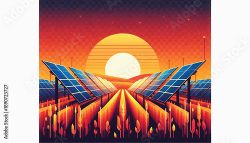 Solar Panels Renewable Energy Source Illustration.