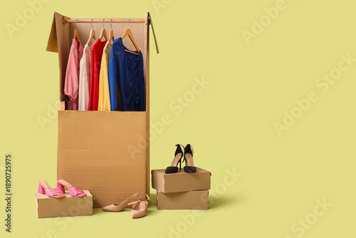 Wardrobe boxes with clothes...