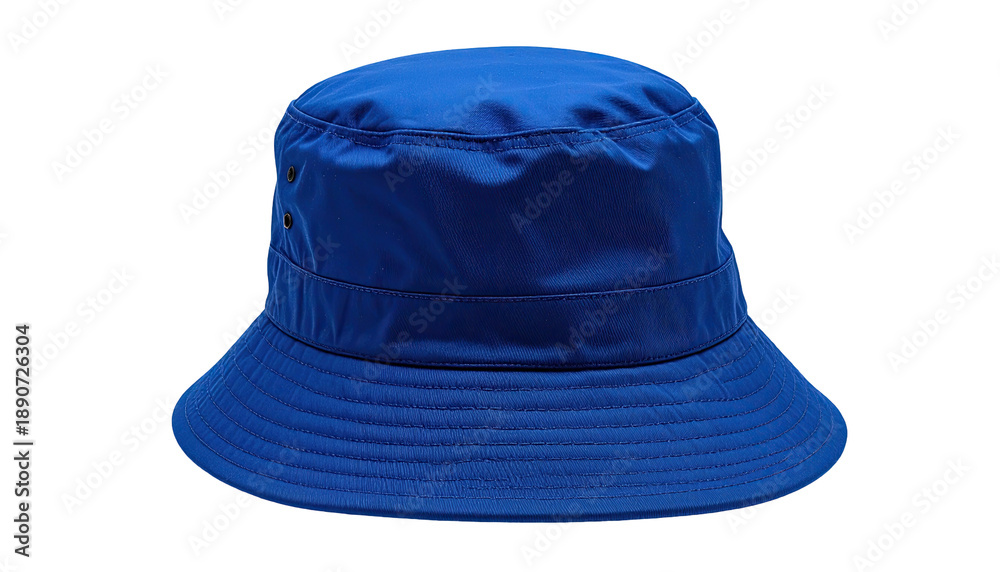 Fototapeta premium Royal blue, bucket hat, angled shot, isolated on black background
