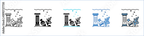 Underwater Archaeology Single Icon Pack Multistyle